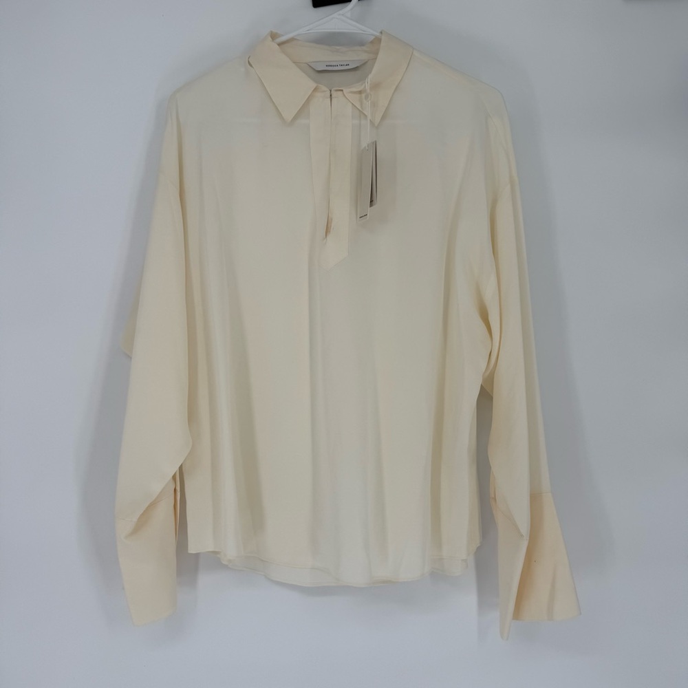 Rebecca Taylor Silk Cream Women's Blouse Long Sleeve Medium NWT
